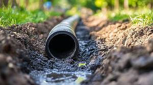 A Pipe Is Laying In The Dirt